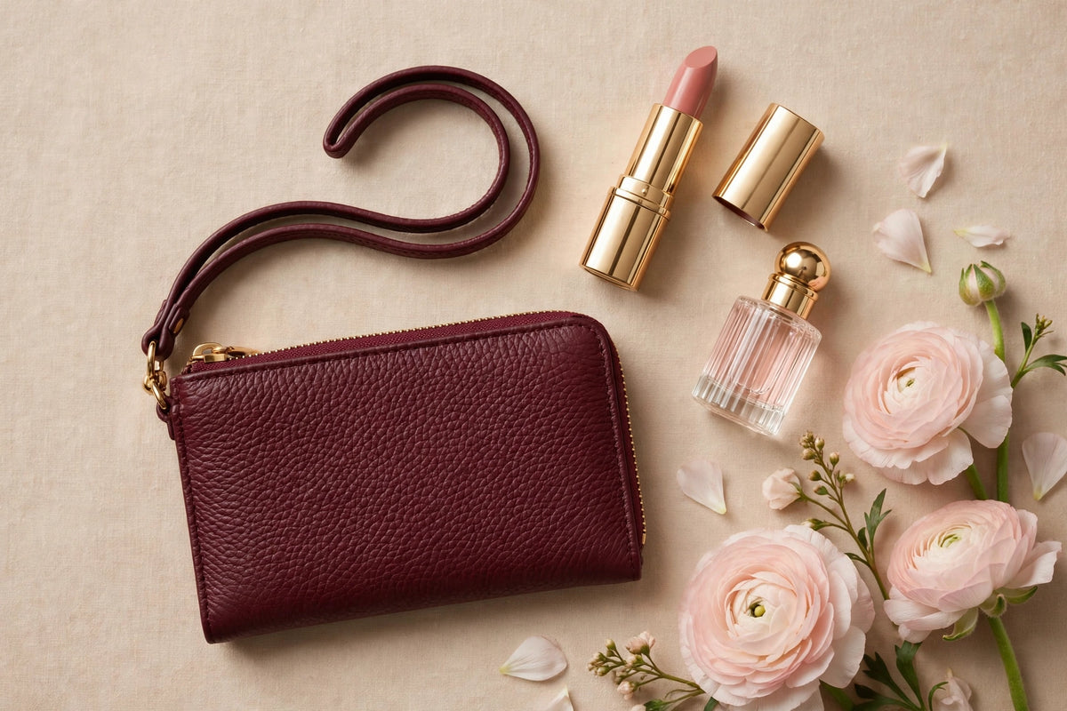 Eva Wristlet Wallet for Women | Zip-Around Wallet with Wrist Strap in Burgundy
