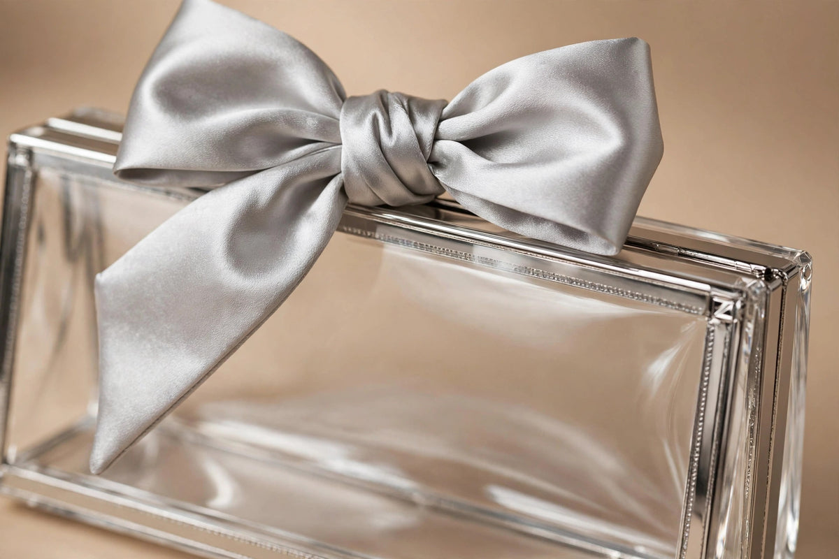 Bow Detail Mini Clutch – Silver Acrylic Shoulder Bag