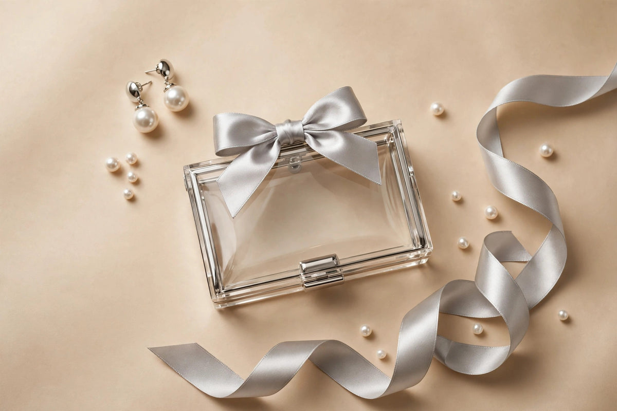 Bow Detail Mini Clutch – Silver Acrylic Shoulder Bag