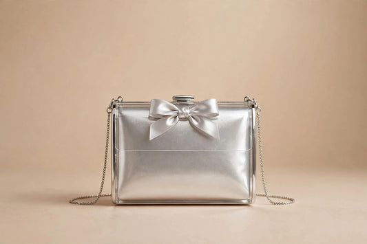 Bow Detail Mini Clutch – Silver Acrylic Shoulder Bag