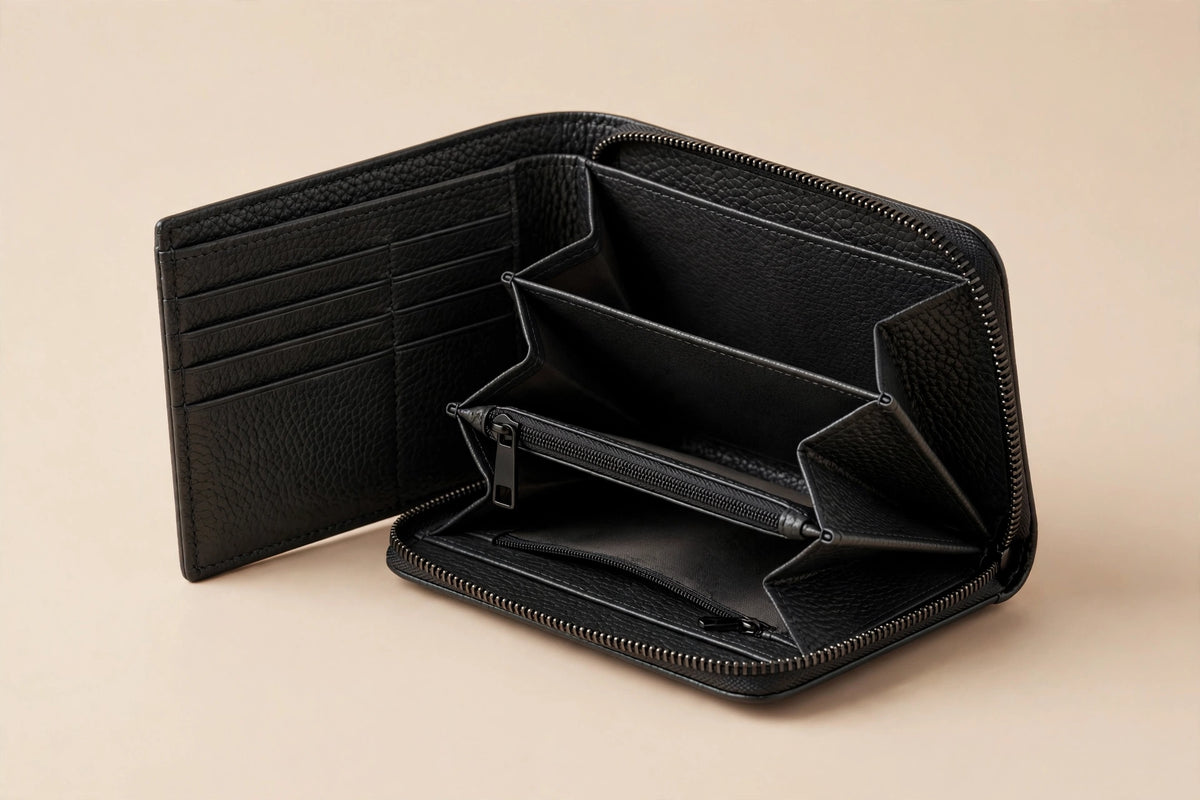 Mila Zip-Around Continental Wallet for Women | Long Leather Wallet with Phone Pocket in Black