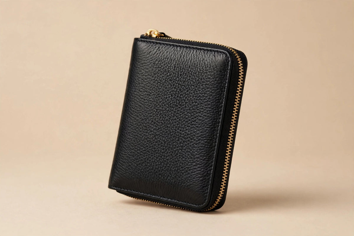 Mila Zip-Around Continental Wallet for Women | Long Leather Wallet with Phone Pocket in Black