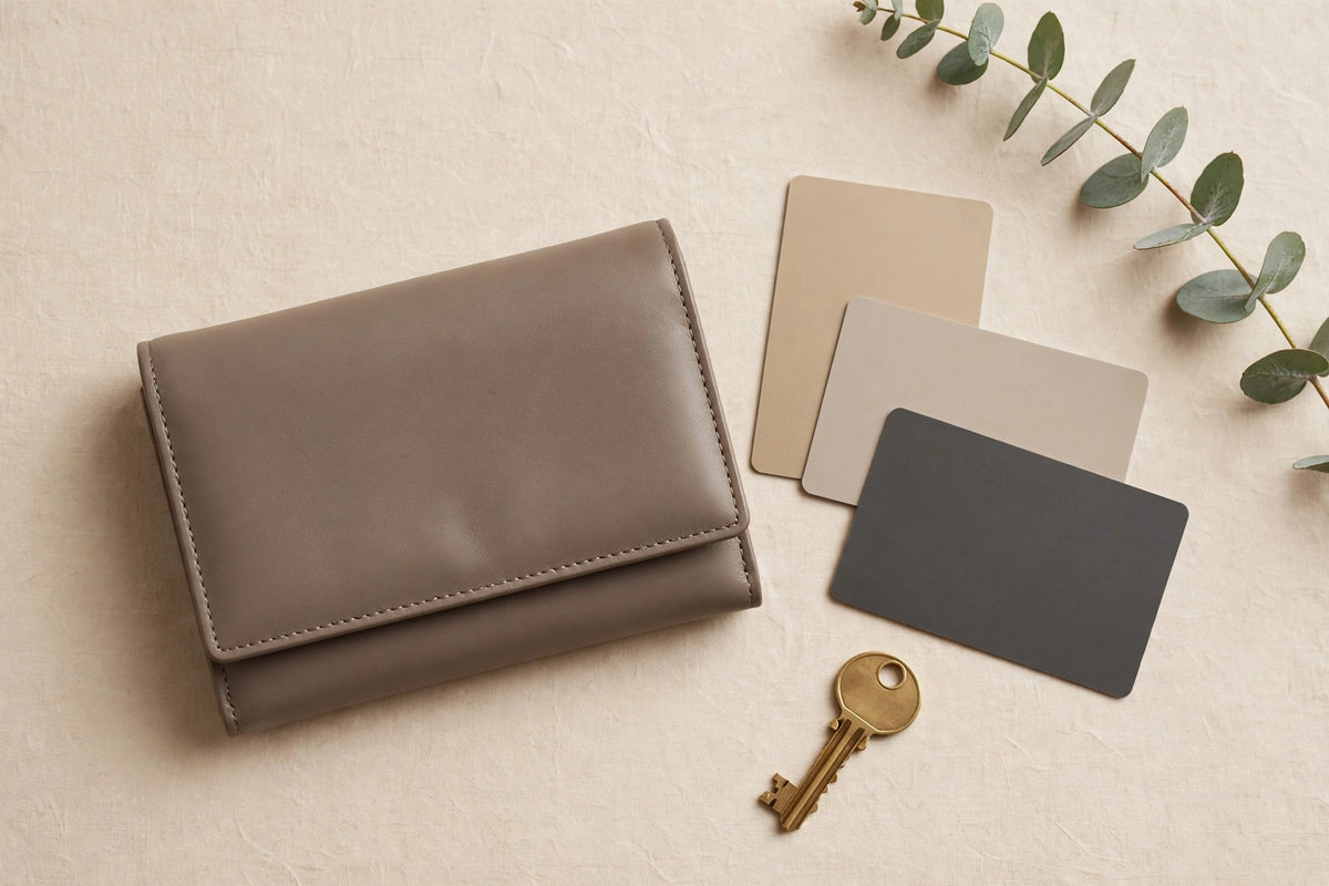 Nina Trifold Wallet for Women | Compact Leather Wallet with ID Window in Taupe