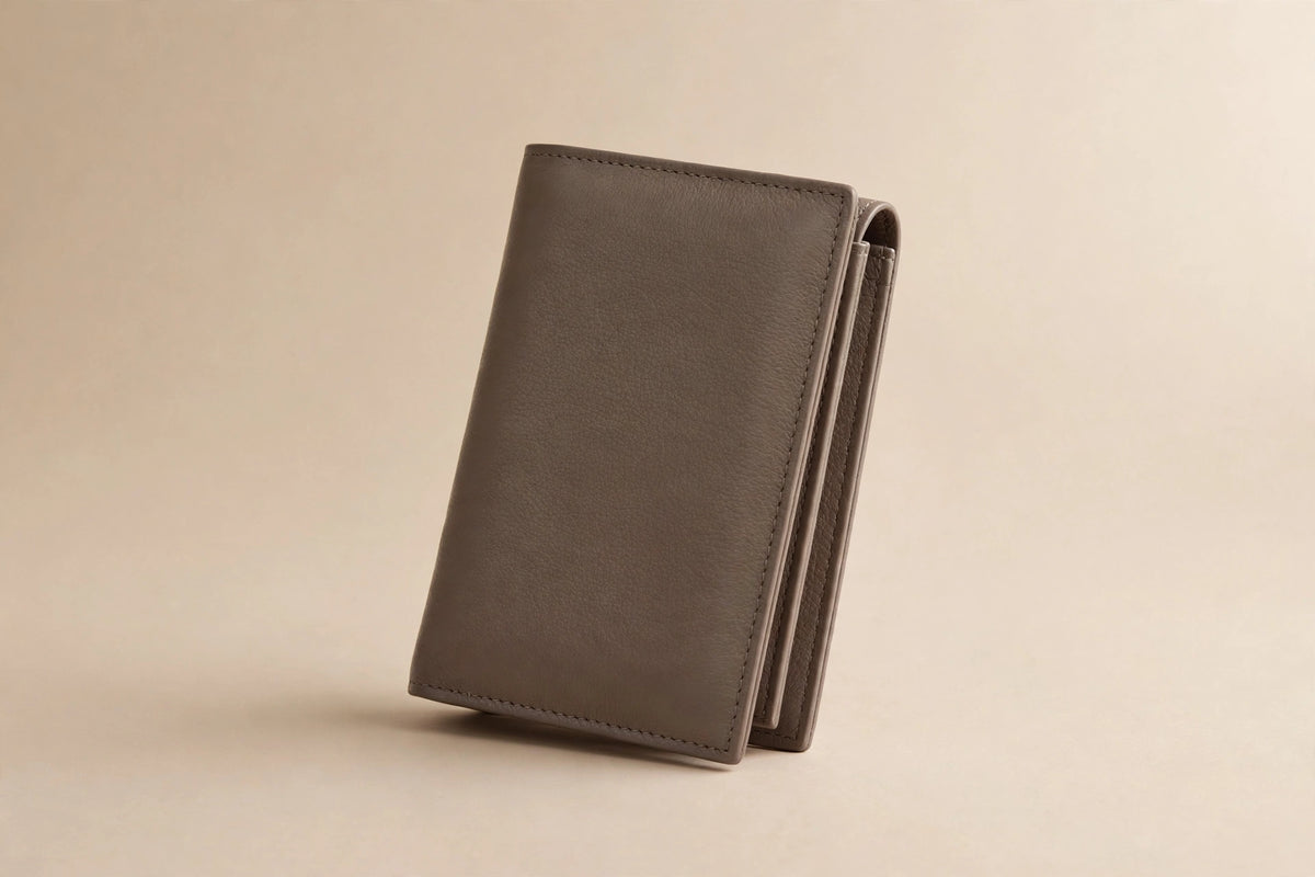Nina Trifold Wallet for Women | Compact Leather Wallet with ID Window in Taupe