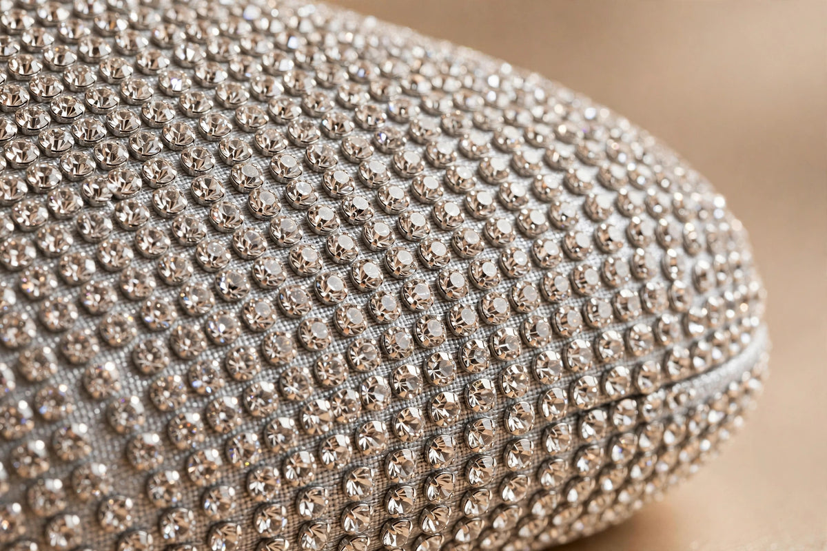 Rhinestone Evening Mini Clutch – Silver Acrylic Party Bag