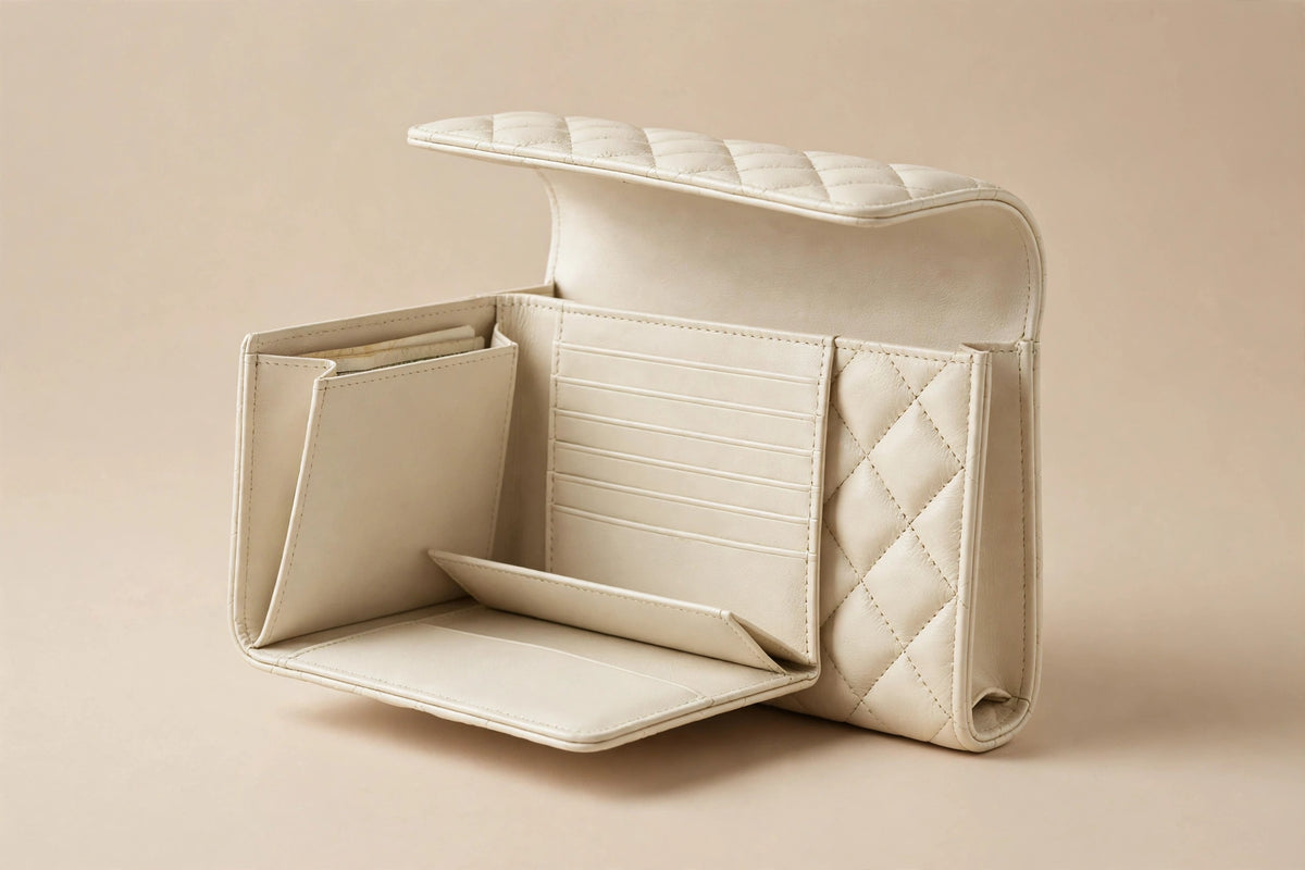 Sofia Quilted Wallet for Women | Elegant Quilted Leather Wallet in Ivory