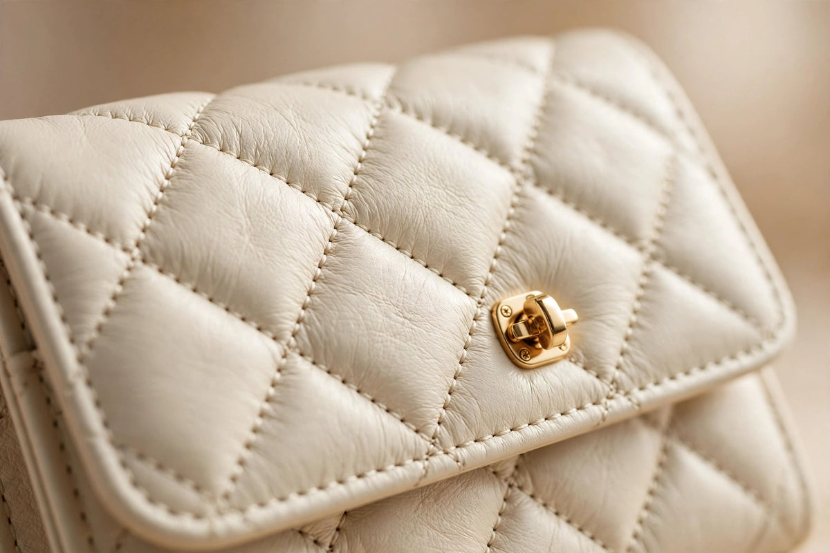 Sofia Quilted Wallet for Women | Elegant Quilted Leather Wallet in Ivory